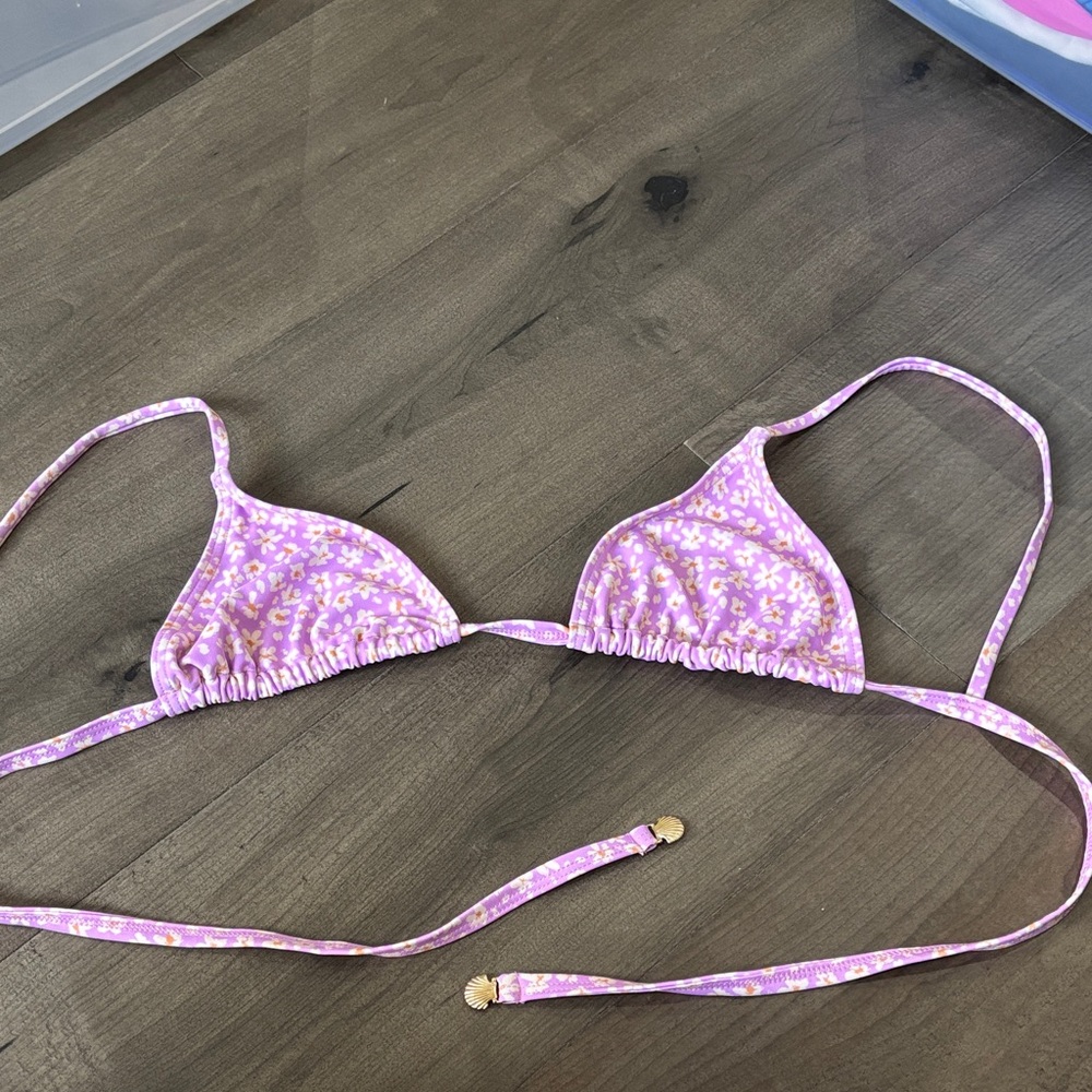 Kulani Kinis Lavender and Orange Floral Bikini Top